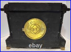 Antique Seth Thomas Adamantine 4 Column with Lion Heads Clock-Looks & Runs Great