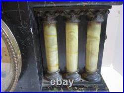 Antique Seth Thomas Adamantine 6 Column Mantle Clock Lions Head FOR PARTS/REPAIR