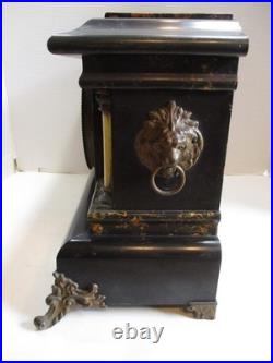 Antique Seth Thomas Adamantine 6 Column Mantle Clock Lions Head FOR PARTS/REPAIR