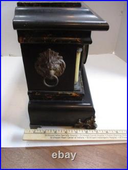 Antique Seth Thomas Adamantine 6 Column Mantle Clock Lions Head FOR PARTS/REPAIR