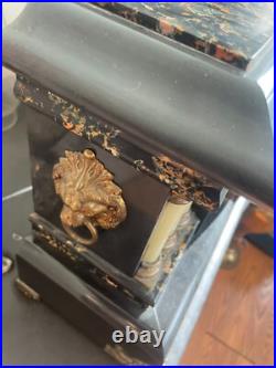 Antique Seth Thomas Adamantine 6 Pillar Mantle Clock Lions Head Handles