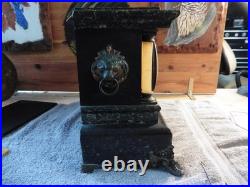 Antique Seth Thomas Adamantine 6 Pillar Mantle Clock Lions Head Handles WithKey