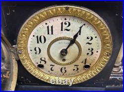 Antique Seth Thomas Adamantine 6 Pillar Mantle Clock withLions Heads circa 1901