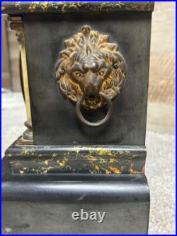 Antique Seth Thomas Adamantine 6 Pillar Mantle Clock withLions Heads circa 1901