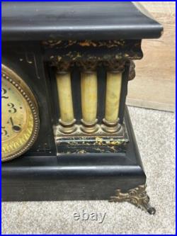 Antique Seth Thomas Adamantine 6 Pillar Mantle Clock withLions Heads circa 1901