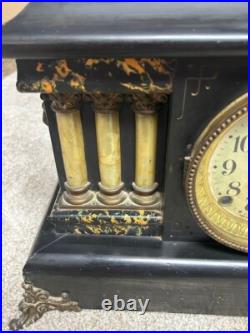 Antique Seth Thomas Adamantine 6 Pillar Mantle Clock withLions Heads circa 1901