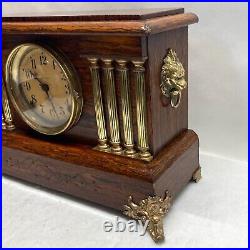 Antique Seth Thomas Adamantine 8-Column Mantle Clock Refurbished Mahogany Case