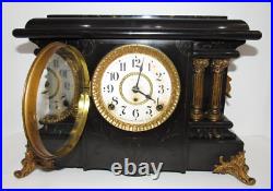 Antique Seth Thomas Adamantine Egyptian Clock 8-Day, Time/Strike, Key-wind