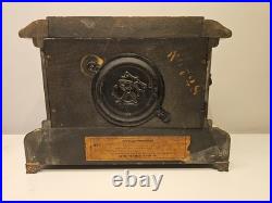 Antique Seth Thomas Adamantine Faux Marble Lion Head Mantle Clock 1890 Working