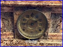 Antique Seth Thomas Adamantine Faux Marble Lion Head Mantle Clock 1890 nb