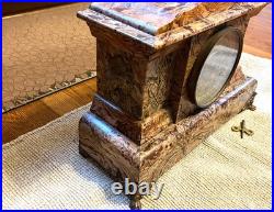 Antique Seth Thomas Adamantine Faux Marble Lion Head Mantle Clock 1890 nb