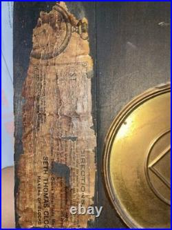 Antique Seth Thomas Adamantine Faux Marble Lion Head Woman Mantle Clock Works