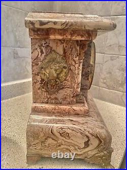 Antique Seth Thomas Adamantine Faux Marble Lions Head Claw Foot Clock