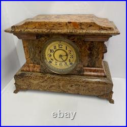 Antique Seth Thomas Adamantine Faux Marble Shelf Mantel Clock WithLions, Claw Feet
