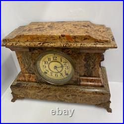 Antique Seth Thomas Adamantine Faux Marble Shelf Mantel Clock WithLions, Claw Feet