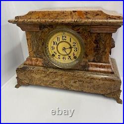 Antique Seth Thomas Adamantine Faux Marble Shelf Mantel Clock WithLions, Claw Feet