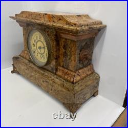 Antique Seth Thomas Adamantine Faux Marble Shelf Mantel Clock WithLions, Claw Feet