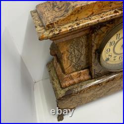 Antique Seth Thomas Adamantine Faux Marble Shelf Mantel Clock WithLions, Claw Feet