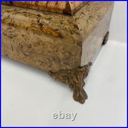 Antique Seth Thomas Adamantine Faux Marble Shelf Mantel Clock WithLions, Claw Feet