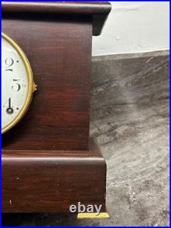 Antique Seth Thomas Adamantine Mahogany 8 Day Mantle Clock For Parts / Repair