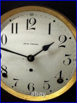 Antique Seth Thomas Adamantine Mahogany 8 Day Mantle Clock For Parts / Repair