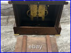 Antique Seth Thomas Adamantine Mahogany 8 Day Mantle Clock For Parts / Repair
