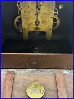 Antique Seth Thomas Adamantine Mahogany 8 Day Mantle Clock For Parts / Repair