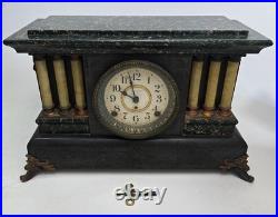Antique Seth Thomas Adamantine Mantel Clock Lion Handles Key Pendulum Untested