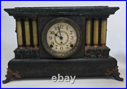 Antique Seth Thomas Adamantine Mantel Clock Lion Handles Key Pendulum Untested
