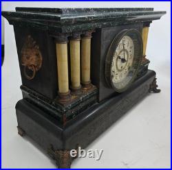 Antique Seth Thomas Adamantine Mantel Clock Lion Handles Key Pendulum Untested