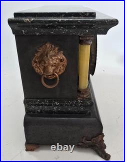 Antique Seth Thomas Adamantine Mantel Clock Lion Handles Key Pendulum Untested