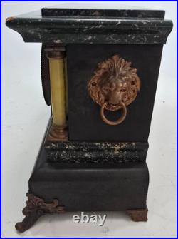 Antique Seth Thomas Adamantine Mantel Clock Lion Handles Key Pendulum Untested