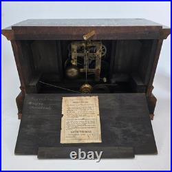 Antique Seth Thomas Adamantine Mantel Clock Lion Handles Key Pendulum Untested