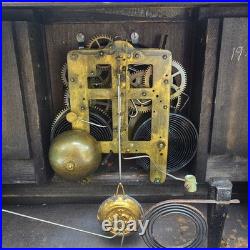 Antique Seth Thomas Adamantine Mantel Clock Lion Handles Key Pendulum Untested