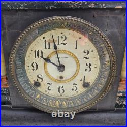 Antique Seth Thomas Adamantine Mantel Clock Lion Handles Key Pendulum Untested