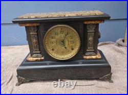 Antique Seth Thomas Adamantine Mantel Clock Model 102 Lion Head Working