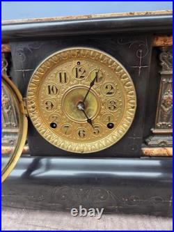 Antique Seth Thomas Adamantine Mantel Clock Model 102 Lion Head Working