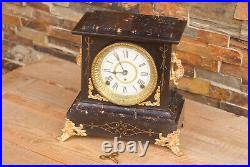 Antique Seth Thomas Adamantine Mantel Shelf Clock Working Faux Marble