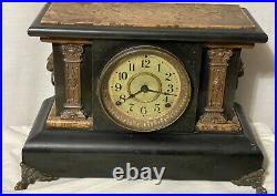 Antique Seth Thomas Adamantine Mantle Clock 1899 Ornate Brass Feet