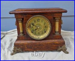 Antique Seth Thomas Adamantine Mantle Clock Burl Walnut 89C Movement Runs