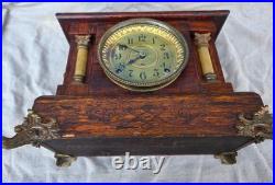 Antique Seth Thomas Adamantine Mantle Clock Burl Walnut 89C Movement Runs
