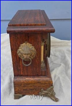 Antique Seth Thomas Adamantine Mantle Clock Burl Walnut 89C Movement Runs