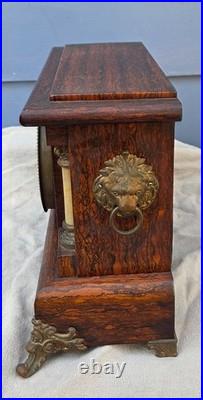 Antique Seth Thomas Adamantine Mantle Clock Burl Walnut 89C Movement Runs