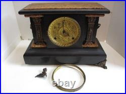 Antique Seth Thomas Adamantine Mantle Clock Faux Marble Lions Head FOR PARTS