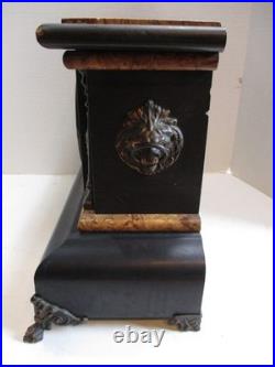 Antique Seth Thomas Adamantine Mantle Clock Faux Marble Lions Head FOR PARTS