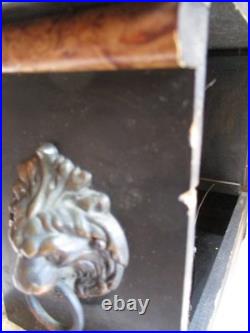 Antique Seth Thomas Adamantine Mantle Clock Faux Marble Lions Head FOR PARTS