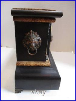 Antique Seth Thomas Adamantine Mantle Clock Faux Marble Lions Head FOR PARTS