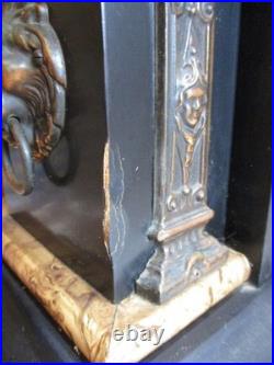 Antique Seth Thomas Adamantine Mantle Clock Faux Marble Lions Head FOR PARTS