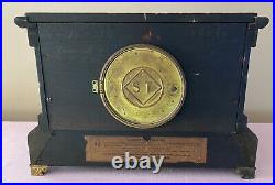 Antique Seth Thomas Adamantine Mantle Clock Green Faux Marble 9/7/1880 RUNS