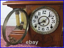Antique Seth Thomas Adamantine Mantle Clock Maple Light Color Wood Not Working